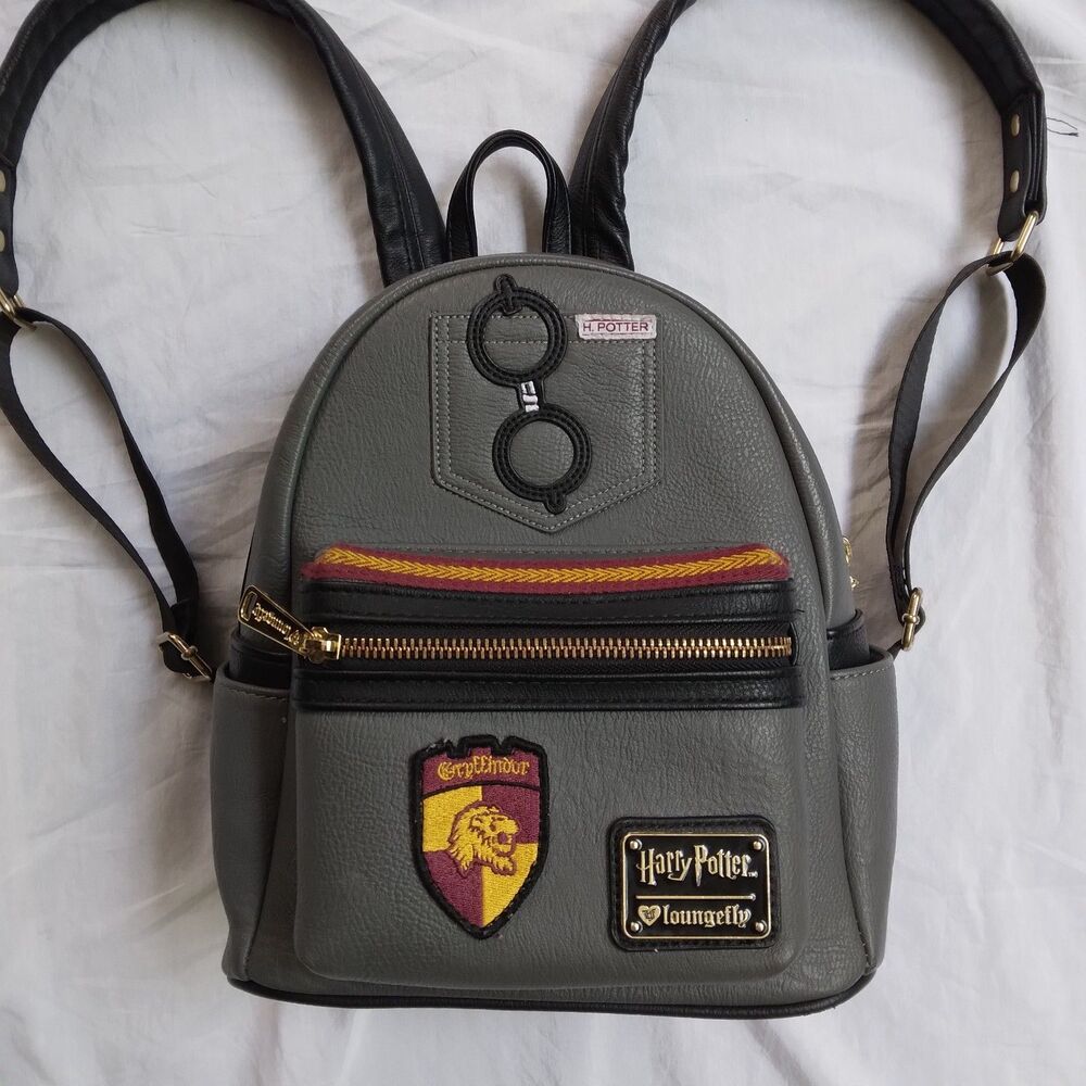 Harry Potter Loungefly Gryffindor Mini Backpack Gray Faux Leather Cosplay - Picture 2 of 12